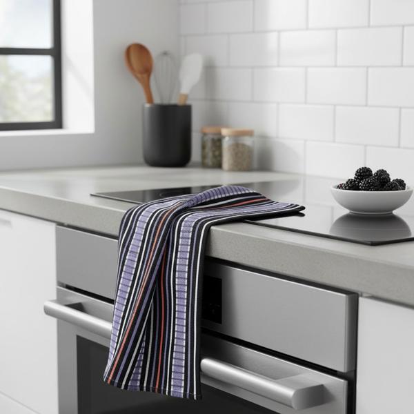 Grubentuch 100% cotton: Highly absorbent dish towel & multipurpose towel, purple-black - Robust drying towel for home & catering