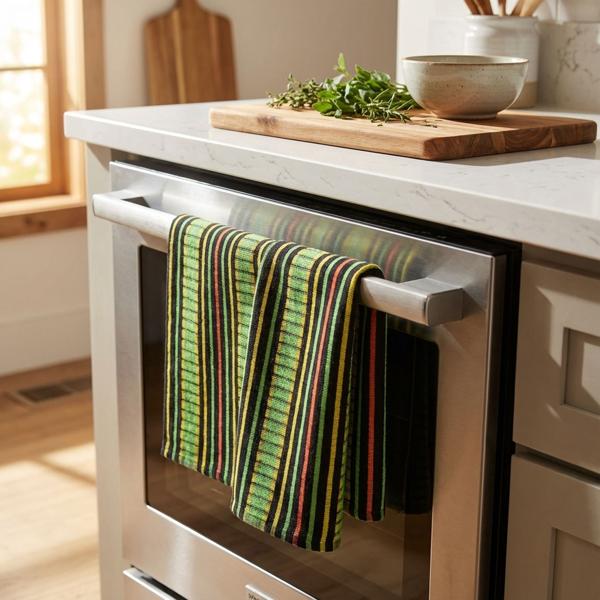 Grubentuch 100% cotton: absorbent dish towel & multipurpose cloth, green-black - Robust drying towel for home & catering