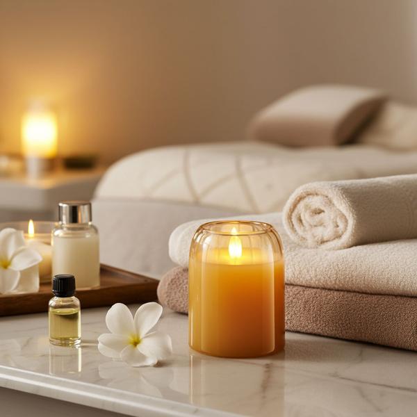 LED Kerze Braun 7,5 x 10 cm: Bewegliche Flamme, warmweisses Licht, flackernd - hochwertige Deko Kerze, gemütliche LED-Beleuchtung, modern & sicher