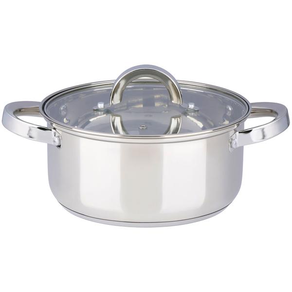 Professional 7-piece stainless steel pot set with glass lid – high-quality cooking pot set for induction & hob – gloss finish & rounded handles