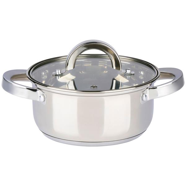 Professional 7-piece stainless steel pot set with glass lid – high-quality cooking pot set for induction & hob – gloss finish & rounded handles