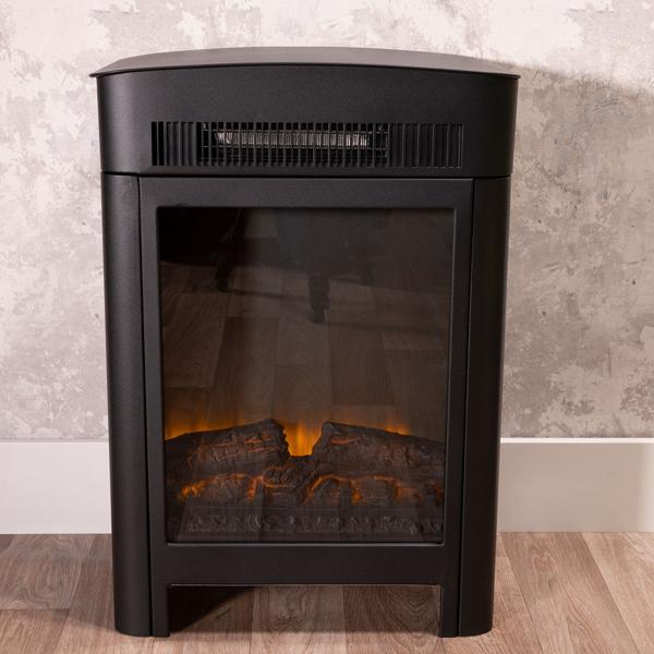 Cheminée électrique 1800W - Appareil de chauffage avec effet flamme LED réaliste : avec thermostat, protection contre la surchauffe et télécommande pour une chaleur cosy