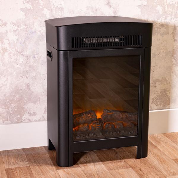 Cheminée électrique 1800W - Appareil de chauffage avec effet flamme LED réaliste : avec thermostat, protection contre la surchauffe et télécommande pour une chaleur cosy