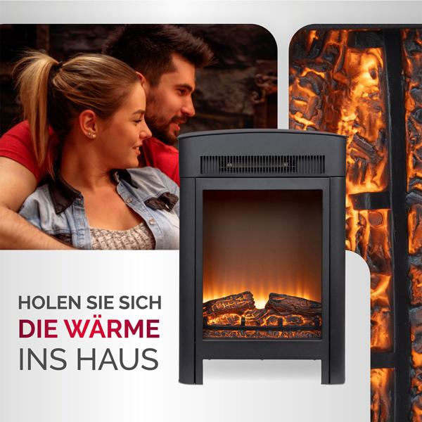 Elektrokamin 1800W - Heizgerät mit Realistischem LED Flammeneffekt: mit Thermostat & Überhitzungsschutz für gemütliche Wärme