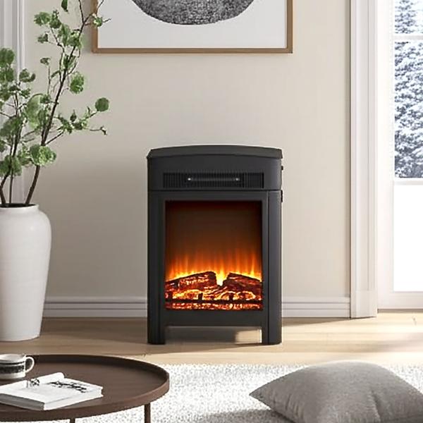 Cheminée électrique 1800W - Appareil de chauffage avec effet flamme LED réaliste : avec thermostat, protection contre la surchauffe et télécommande pour une chaleur cosy