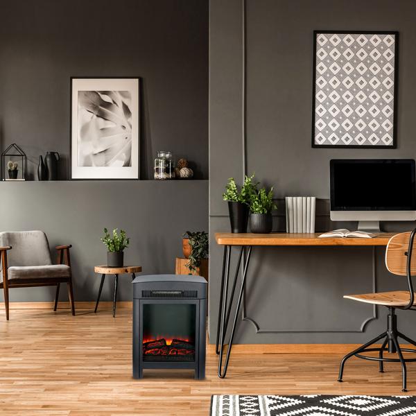 Cheminée électrique 1800W - Appareil de chauffage avec effet flamme LED réaliste : avec thermostat, protection contre la surchauffe et télécommande pour une chaleur cosy