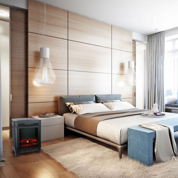 Cheminée électrique 1800W - Appareil de chauffage avec effet flamme LED réaliste : avec thermostat, protection contre la surchauffe et télécommande pour une chaleur cosy