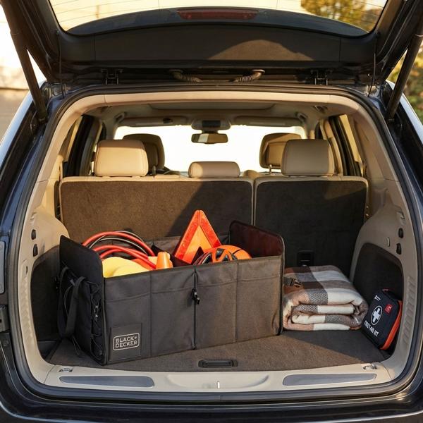 Praktischer Auto Kofferraum-Organizer, stabile Transportbox mit Tragegriff - Perfekt für Shopping, Sport, Werkzeug, Notfall-Kits & viel mehr