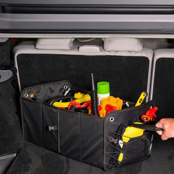 Pratico organizer per bagagliaio auto, robusta scatola di trasporto con maniglia - Perfetto per shopping, sport, attrezzi, kit di emergenza e molto altro