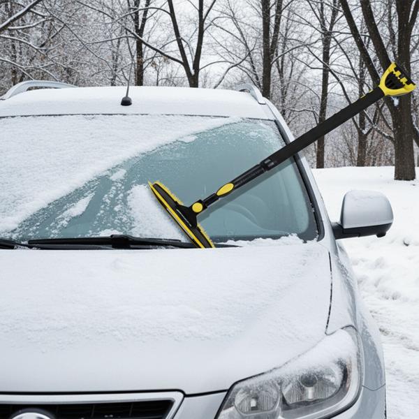 Profi 2in1 Teleskop Eiskratzer & Schneebesen 85–146 cm: Verlängerbarer Eisschaber für Auto, SUV, Van & LKW - Effektive Schnee & Eisentfernung