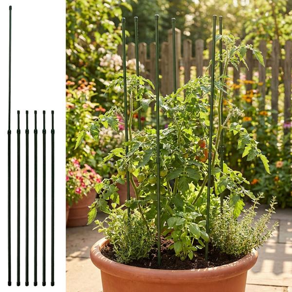 Robusti bastoni per piante, set da 6, estensibili fino a 80 cm: sostegni pratici e supporto rampicante perfetto per casa, giardino, balcone e terrazza