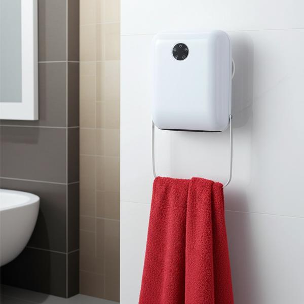 Termoventilatore da bagno PTC 2000W con portasalviette, Bianco - Termoventilatore sicuro con timer e telecomando, IP22 - Efficiente ed rapido