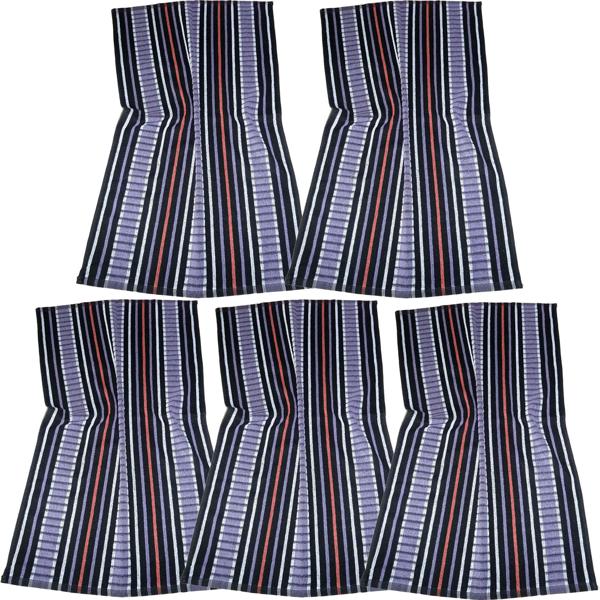 Set of 5 huck towels 100% cotton: highly absorbent dish towel & multipurpose cloth, purple-black - robust drying towel for home & catering