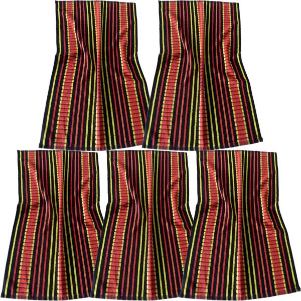 Set of 5 tea towels 100% cotton: Absorbent tea towel & multipurpose cloth, red-black - Robust drying towel for home & catering