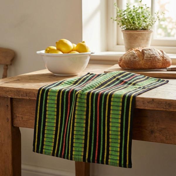 5-pack Grubentuch 100% cotton: Absorbent dish towel & multipurpose cloth, green-black - Robust drying towel for home & hospitality