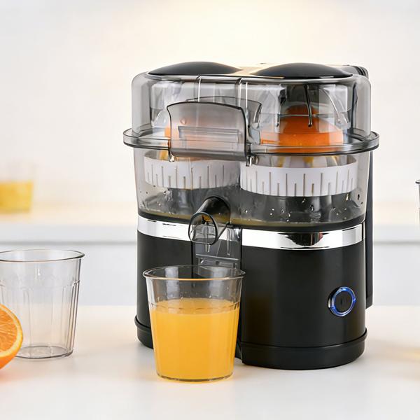 Doppio estrattore a batteria cordless 120W: Spremiagrumi e spremifrutta USB‑C mobile | Efficiente e compatto per succhi freschi e smoothie To Go