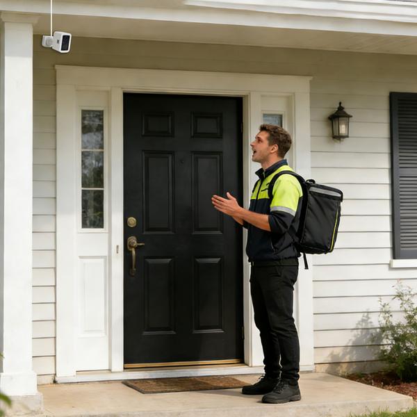 WiFi solar surveillance camera outdoors 3MP, self-sufficient IP66 wireless camera with floodlight, app control, PIR sensor & intercom, white