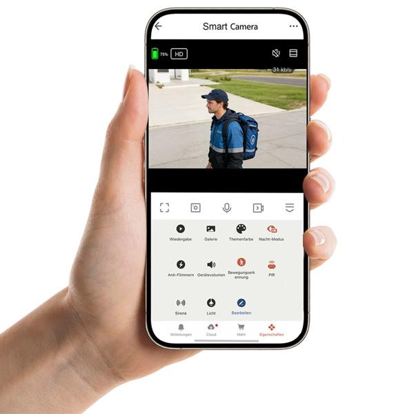 WiFi solar surveillance camera outdoors 3MP, self-sufficient IP66 wireless camera with floodlight, app control, PIR sensor & intercom, white