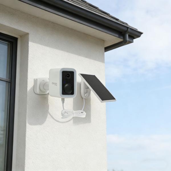 WiFi solar surveillance camera outdoors 3MP, self-sufficient IP66 wireless camera with floodlight, app control, PIR sensor & intercom, white