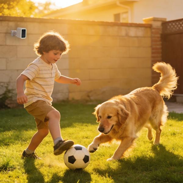 WiFi solar surveillance camera outdoors 3MP, self-sufficient IP66 wireless camera with floodlight, app control, PIR sensor & intercom, white