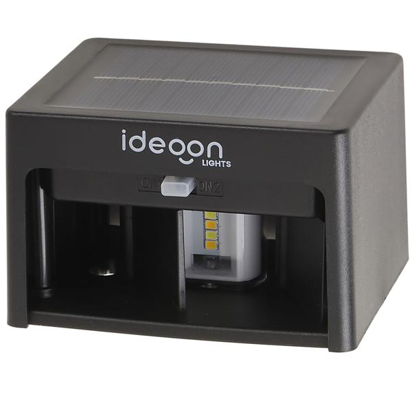 Lot de 4 appliques murales solaires LED pour extérieur : lampe de jardin blanc chaud/blanc froid avec batterie et capteur, IP44 étanche, projecteur décoratif pour clôture et mur