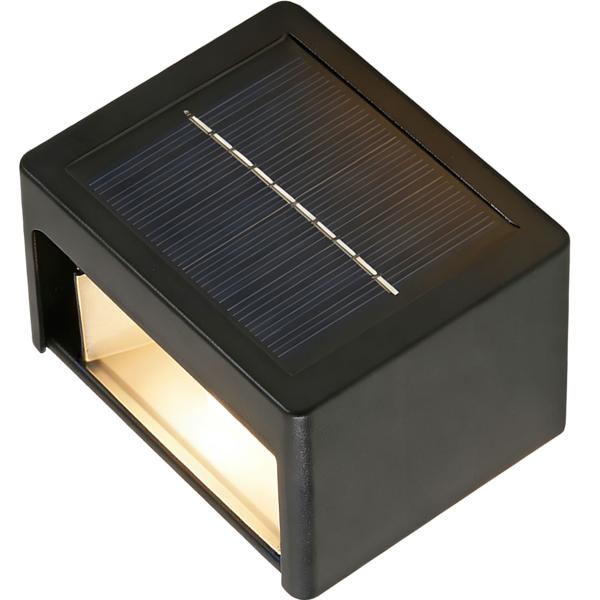 Lot de 4 appliques murales solaires LED pour extérieur : lampe de jardin blanc chaud/blanc froid avec batterie et capteur, IP44 étanche, projecteur décoratif pour clôture et mur