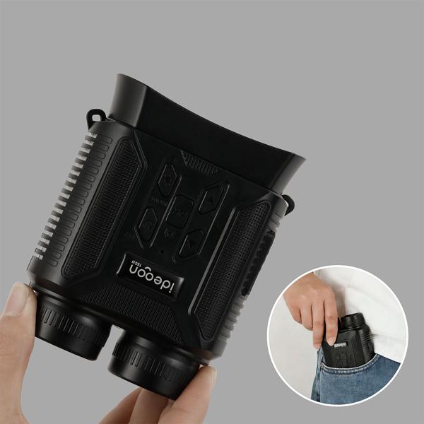 Caméra de vision nocturne 4K binoculaire professionnelle : caméra numérique IR 500 m pour la chasse, le camping et la sécurité. Photo 4K, zoom 8x, batterie USB‑C et étui inclus