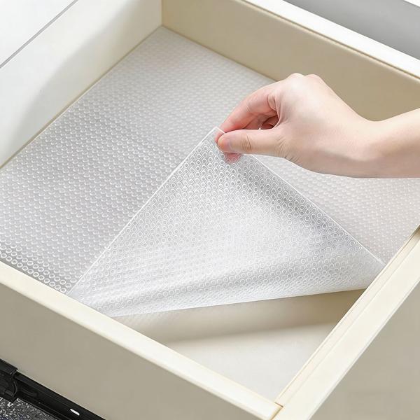 Set di 8 tappetini antiscivolo per cassetti 50 x 150 cm – Versatili tappetini interni per frigorifero, camper e cucina – Ritagliabili, senza BPA, antiscivolo