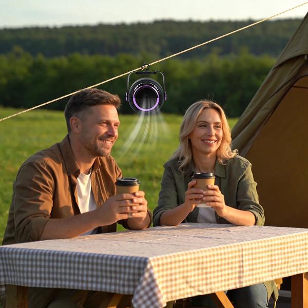 Lot de 2 ventilateurs à batterie avec affichage numérique : ventilateur de table, 5 vitesses, USB‑C, ventilateur portable avec crochet – idéal pour le bureau, le camping et les voyages