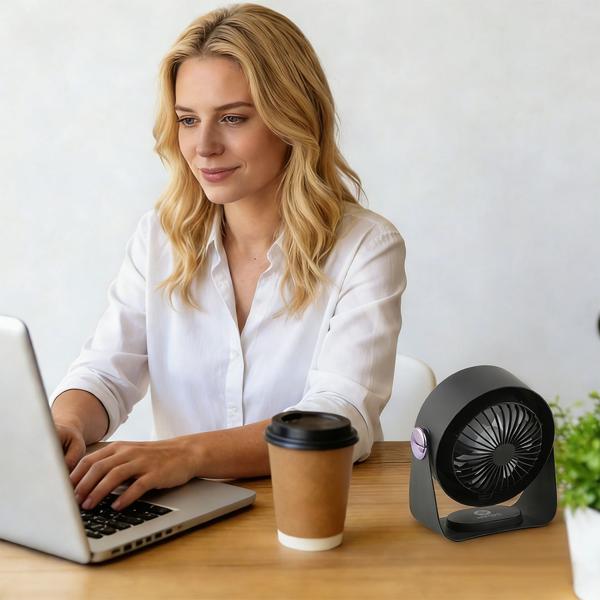Lot de 2 ventilateurs à batterie avec affichage numérique : ventilateur de table, 5 vitesses, USB‑C, ventilateur portable avec crochet – idéal pour le bureau, le camping et les voyages