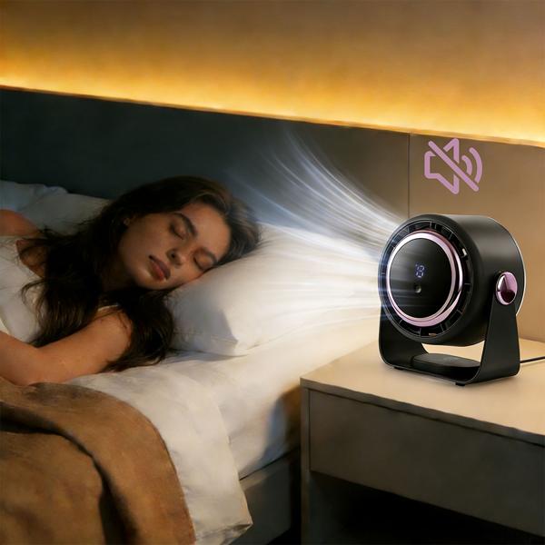 Lot de 2 ventilateurs à batterie avec affichage numérique : ventilateur de table, 5 vitesses, USB‑C, ventilateur portable avec crochet – idéal pour le bureau, le camping et les voyages