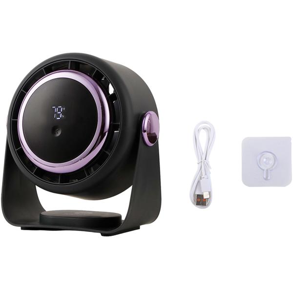 Lot de 2 ventilateurs à batterie avec affichage numérique : ventilateur de table, 5 vitesses, USB‑C, ventilateur portable avec crochet – idéal pour le bureau, le camping et les voyages