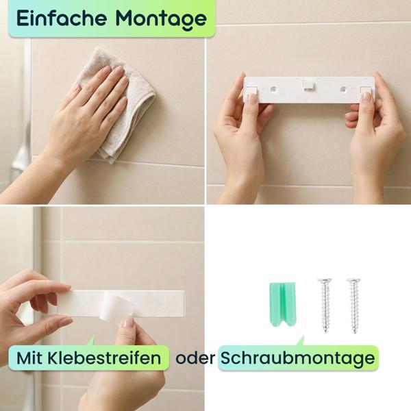 UV Zahnbürstenhalter: Hygienischer Sterilisator für 4 Bürsten, Wandmontage ohne Bohren, USB-Akku, LCD & Trocknung, weiss, 22cm