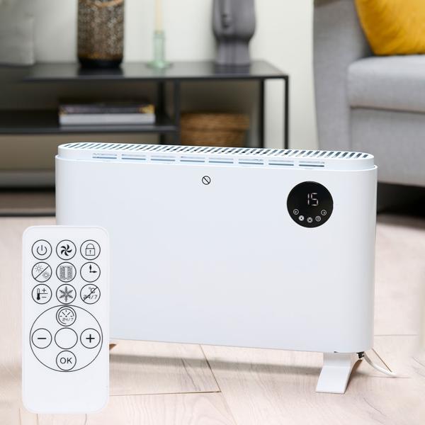 Powerful convector heater incl. remote control 2000W - 2 heat settings, turbo function, overheat protection & energy-saving mode – fast & efficient