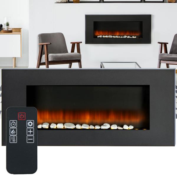 Riscaldatore a parete di lusso 2000W – Elegante stufa elettrica a caminetto per soggiorno e camera da letto con realistico effetto fiamma LED, termostato & timer