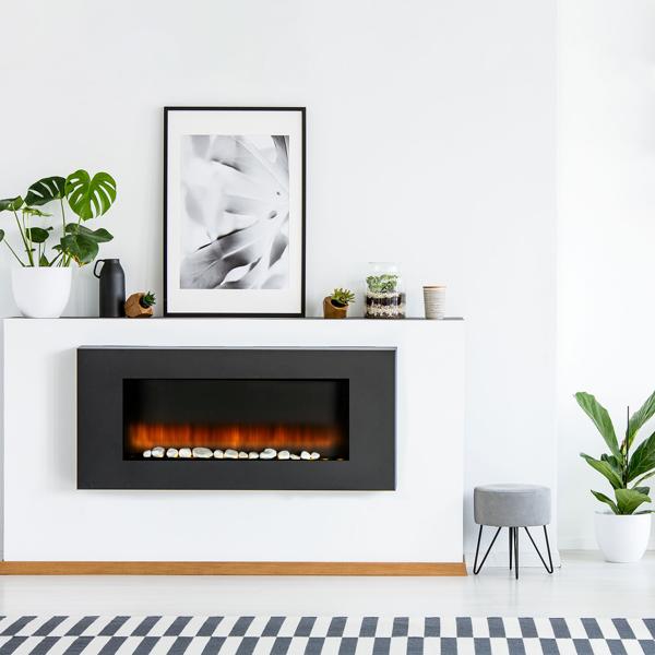 Riscaldatore a parete di lusso 2000W – Elegante stufa elettrica a caminetto per soggiorno e camera da letto con realistico effetto fiamma LED, termostato & timer