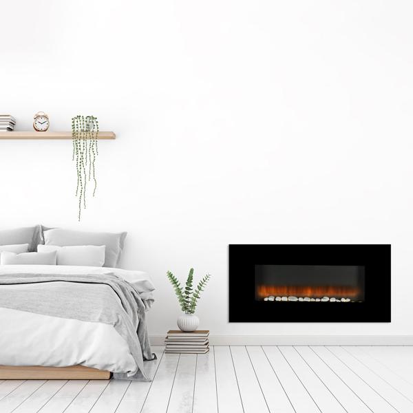 Riscaldatore a parete di lusso 2000W – Elegante stufa elettrica a caminetto per soggiorno e camera da letto con realistico effetto fiamma LED, termostato & timer