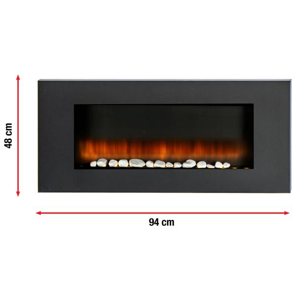 Riscaldatore a parete di lusso 2000W – Elegante stufa elettrica a caminetto per soggiorno e camera da letto con realistico effetto fiamma LED, termostato & timer