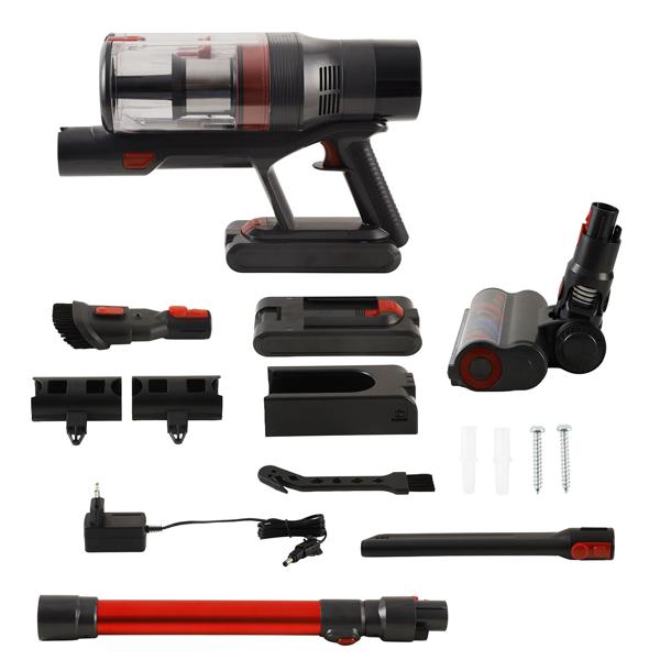 Zyklon Akku Staubsauger 27 kPa, 430W kabelloser Handstaubsauger mit HEPA Filter, LED Beleuchtung, Teleskoprohr und 4 Saugstufen, 0,7L Staubbehälter