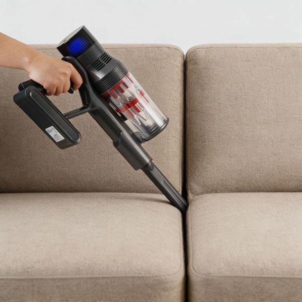 Zyklon Akku Staubsauger 27 kPa, 430W kabelloser Handstaubsauger mit HEPA Filter, LED Beleuchtung, Teleskoprohr und 4 Saugstufen, 0,7L Staubbehälter