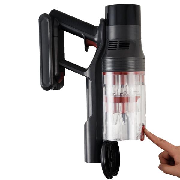 Zyklon Akku Staubsauger 27 kPa, 430W kabelloser Handstaubsauger mit HEPA Filter, LED Beleuchtung, Teleskoprohr und 4 Saugstufen, 0,7L Staubbehälter