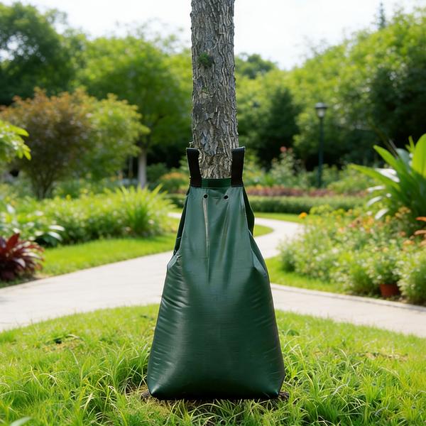 Tree watering bag 75 L water bag for trees – UV‑ & weather‑resistant PE water bag with zipper and 2 eyelets – 9 h drip irrigation