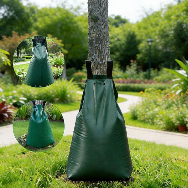 Tree watering bag 75 L water bag for trees – UV‑ & weather‑resistant PE water bag with zipper and 2 eyelets – 9 h drip irrigation