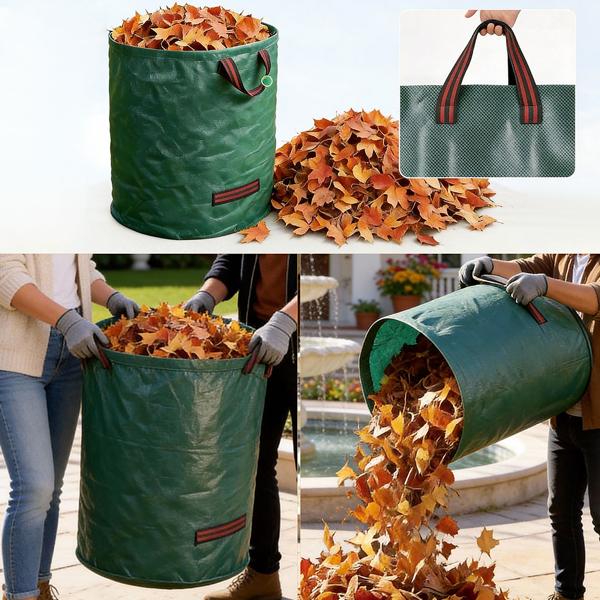 2er-Set XXL Garten Abfallsack, 500 Liter, Ø 79 x 101 cm - stabile Grünschnittsäcke mit Doppelboden, faltbar, ideal für Grünschnitt, 150gsm Polypropylen