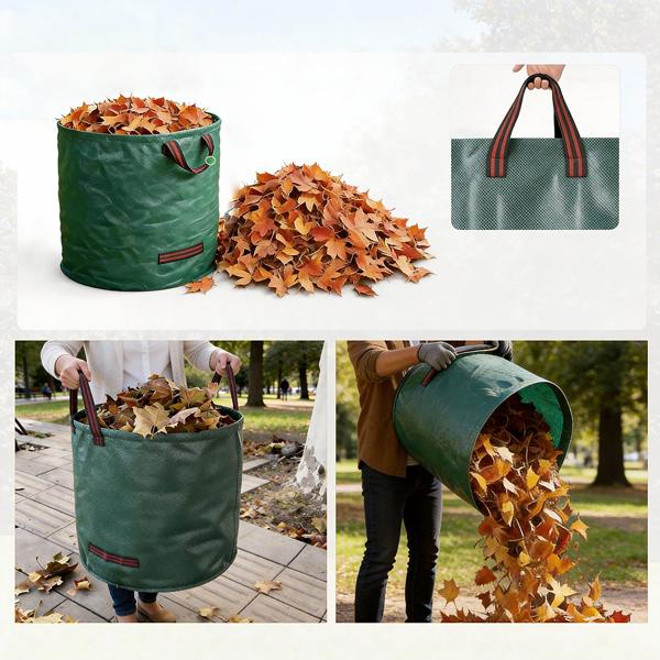 XL Garten Abfallsack, 272  Liter, Ø 67 x 76 cm - stabile Grünschnittsäcke mit Doppelboden, faltbar, ideal für Grünschnitt, 150gsm Polypropylen