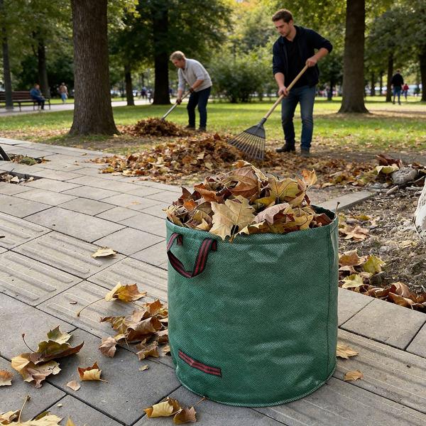XL Garten Abfallsack, 272  Liter, Ø 67 x 76 cm - stabile Grünschnittsäcke mit Doppelboden, faltbar, ideal für Grünschnitt, 150gsm Polypropylen