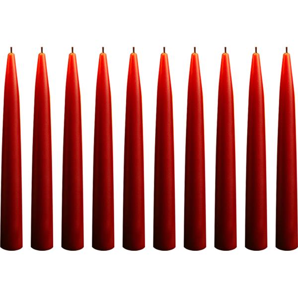 Candele affusolate set da 10 rosse – Eleganti candele da tavola – Alta qualità, lunga durata di combustione per occasioni festive, corona dell’Avvento e decorazioni