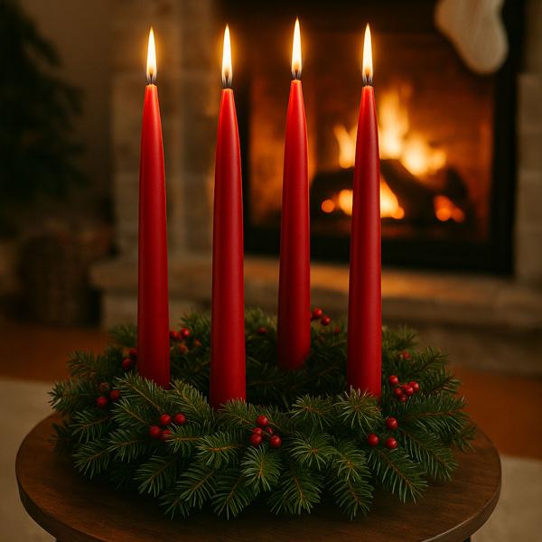 Candele affusolate set da 10 rosse – Eleganti candele da tavola – Alta qualità, lunga durata di combustione per occasioni festive, corona dell’Avvento e decorazioni