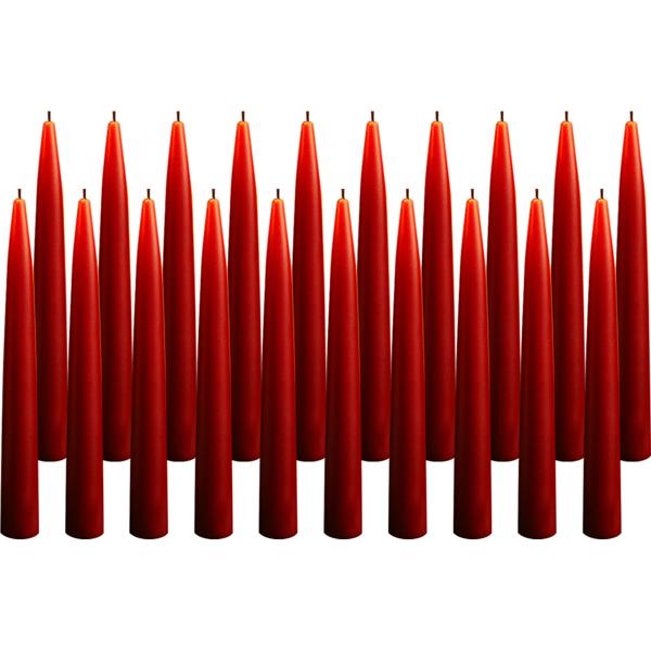 Bougies effilées Lot de 20 Rouge – Élégantes bougies de table – Haute qualité, longue durée de combustion pour occasions festives, couronne de l’Avent et déco