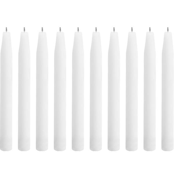 Candele affusolate set da 10 bianche – Eleganti candele da tavola – Alta qualità, lunga durata di combustione per occasioni festive, corona dell’Avvento e decorazioni
